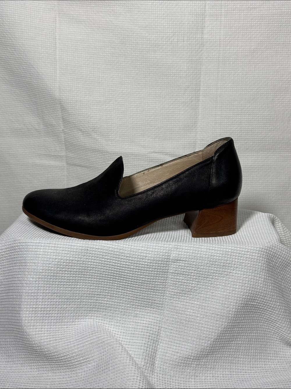Dansko Black Leather Low Block Heel Slip-On
